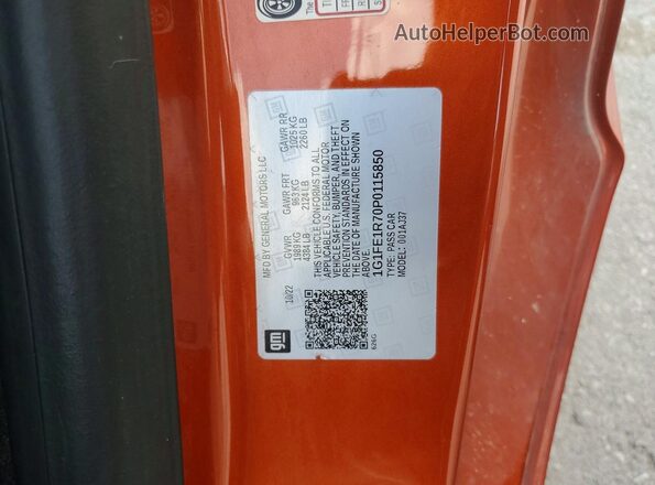 1G1FE1R70P0115850 2023 CHEVROLET CAMARO Orange Вид підкапотного простору