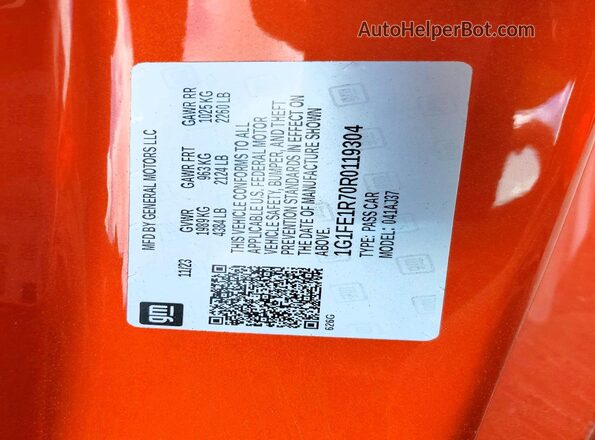 1G1FE1R70R0119304 2024 CHEVROLET CAMARO Orange Widok komory silnika