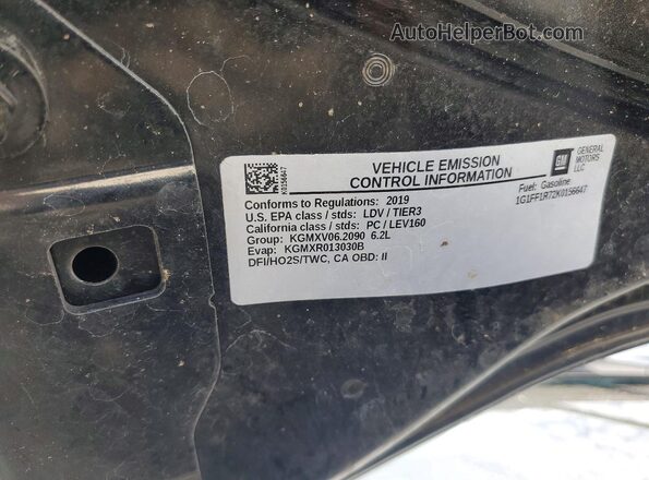 1G1FF1R72K0156647 2019 CHEVROLET CAMARO Black Engine compartment view