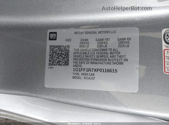 1G1FF1R7XP0116615 2023 CHEVROLET CAMARO Gray Widok komory silnika