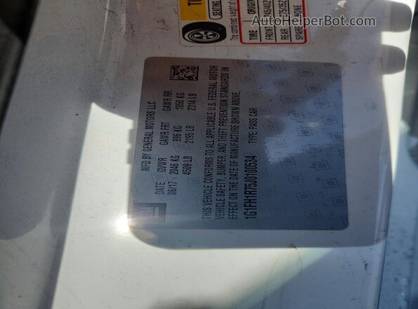 1G1FH1R75J0100534 2018 CHEVROLET CAMARO White VIN sticker view