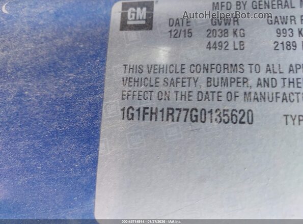 1G1FH1R77G0135620 2016 CHEVROLET CAMARO Blue Շարժիչի բաժամունքի տեսք