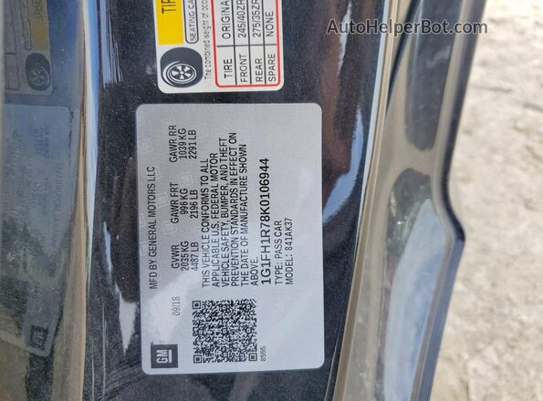 1G1FH1R78K0106944 2019 CHEVROLET CAMARO Black Вид підкапотного простору