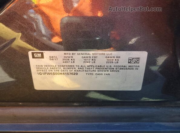 1G1FW6S00H4157629 2017 CHEVROLET BOLT Угольный Вид подкапотного пространства