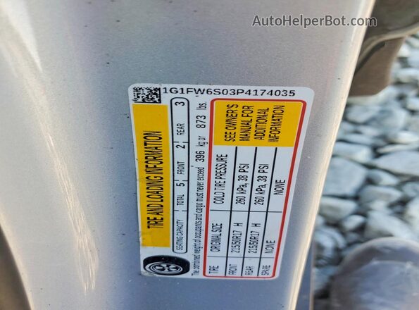 1G1FW6S03P4174035 2023 CHEVROLET BOLT Silver Vista de la etiqueta del VIN