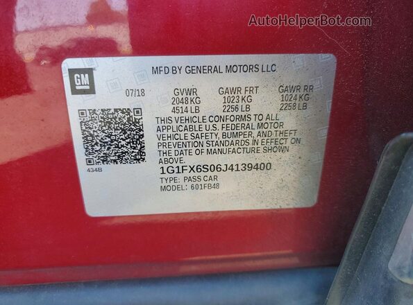 1G1FX6S06J4139400 2018 CHEVROLET BOLT Red Շարժիչի բաժամունքի տեսք