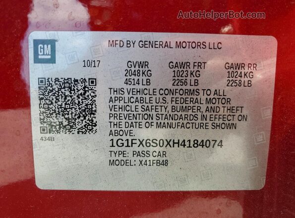 1G1FX6S0XH4184074 2017 CHEVROLET BOLT Red Widok komory silnika