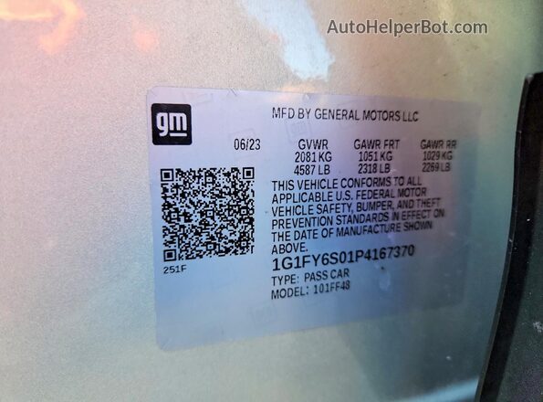 1G1FY6S01P4167370 2023 CHEVROLET BOLT Silver Widok wnętrza 360 stopni