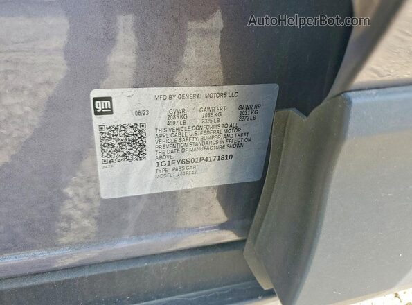 1G1FY6S01P4171810 2023 CHEVROLET BOLT Gray VIN კოდის სტიკერის ხედი