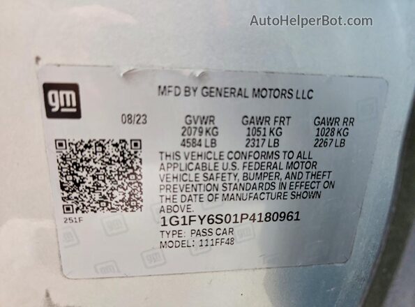 1G1FY6S01P4180961 2023 CHEVROLET BOLT Silver Սալոնի 360 աստիճան տեսք