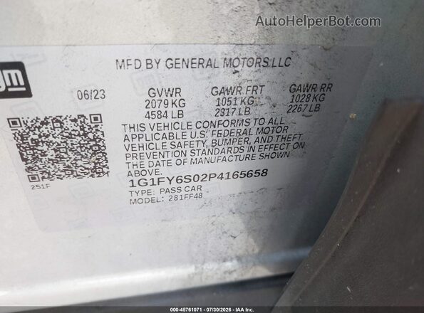 1G1FY6S02P4165658 2023 CHEVROLET BOLT Silver Շարժիչի բաժամունքի տեսք