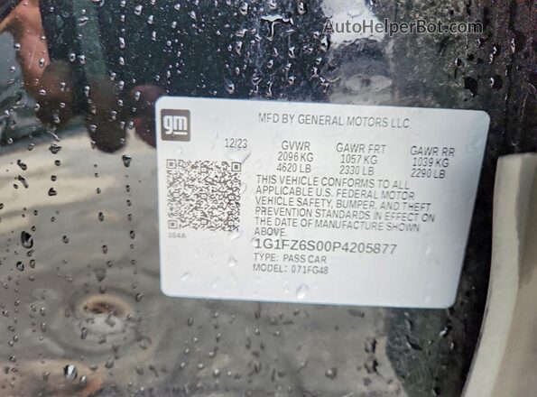 1G1FZ6S00P4205877 2023 CHEVROLET BOLT Black VIN sticker view
