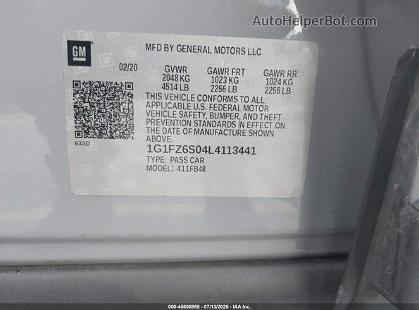 1G1FZ6S04L4113441 2020 CHEVROLET BOLT Серый Вид подкапотного пространства