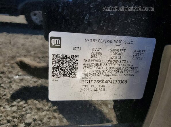 1G1FZ6S04P4173368 2023 CHEVROLET BOLT Black Vista del compartimento del motor