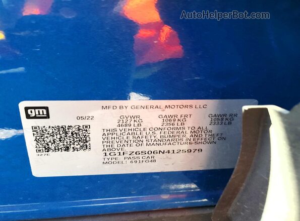 1G1FZ6S06N4125979 2022 CHEVROLET BOLT Blue სალონის 360-გრადუსიანი ხედი