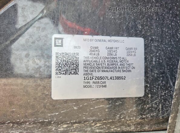 1G1FZ6S07L4138592 2020 CHEVROLET BOLT Серый Вид подкапотного пространства