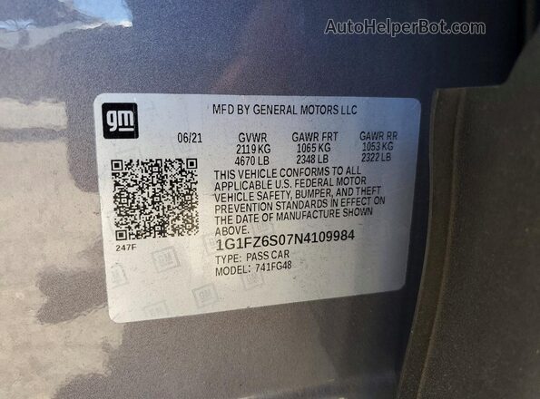 1G1FZ6S07N4109984 2022 CHEVROLET BOLT Gray ძრავის განყოფილების ხედი