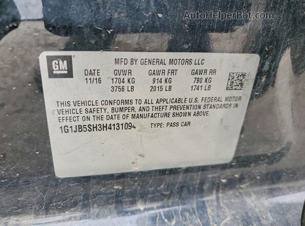 1G1JB5SH3H4131094 2017 CHEVROLET SONIC Black Vista interior de 360 grados