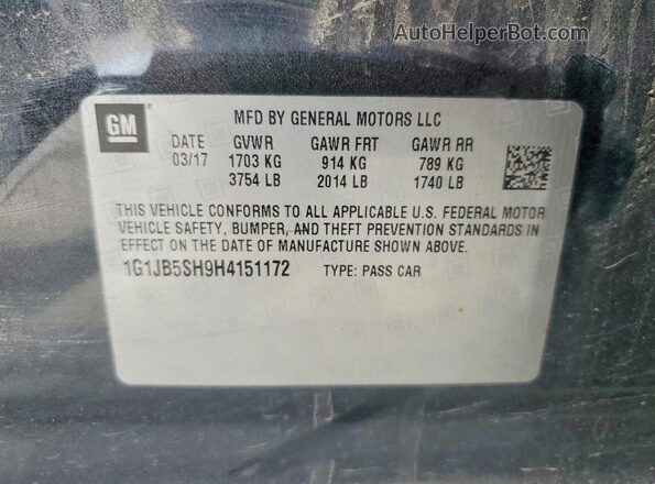 1G1JB5SH9H4151172 2017 CHEVROLET SONIC Gray Շարժիչի բաժամունքի տեսք
