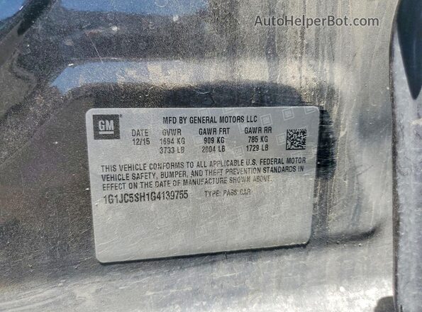 1G1JC5SH1G4139755 2016 CHEVROLET SONIC Gray Вид підкапотного простору
