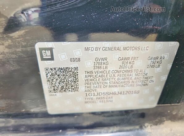 1G1JD5SH6J4120168 2018 CHEVROLET SONIC Black ძრავის განყოფილების ხედი
