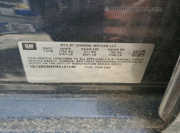 1G1JD5SHXH4131345 2017 CHEVROLET SONIC Gray Շարժիչի բաժամունքի տեսք