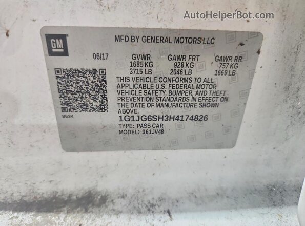 1G1JG6SH3H4174826 2017 CHEVROLET SONIC Белый Панорамный вид салона 360°