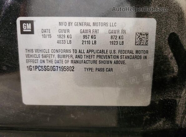 1G1PC5SG0G7195802 2016 CHEVROLET CRUZE Black Engine compartment view