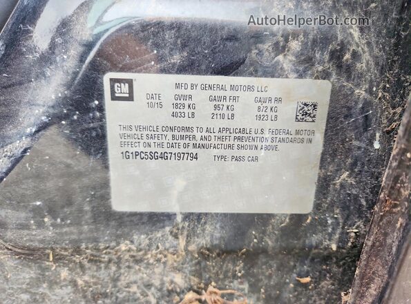 1G1PC5SG4G7197794 2016 CHEVROLET CRUZE Черный Вид подкапотного пространства
