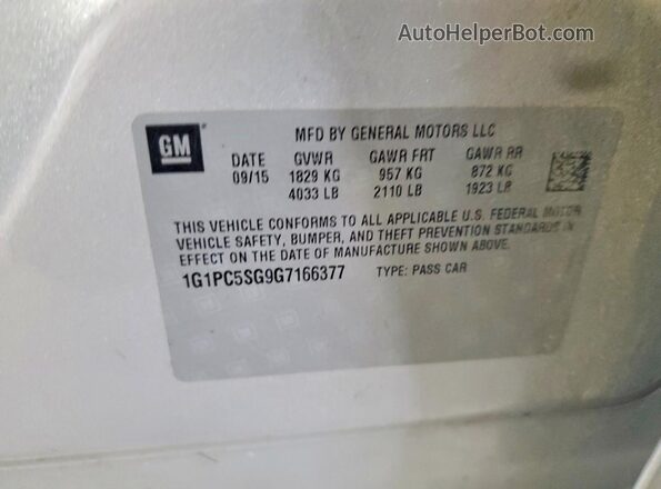 1G1PC5SG9G7166377 2016 CHEVROLET CRUZE Gray Շարժիչի բաժամունքի տեսք
