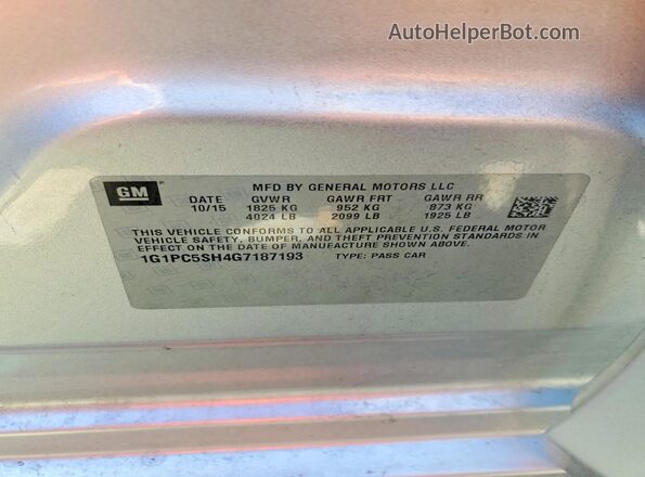 1G1PC5SH4G7187193 2016 CHEVROLET CRUZE Silver Շարժիչի բաժամունքի տեսք