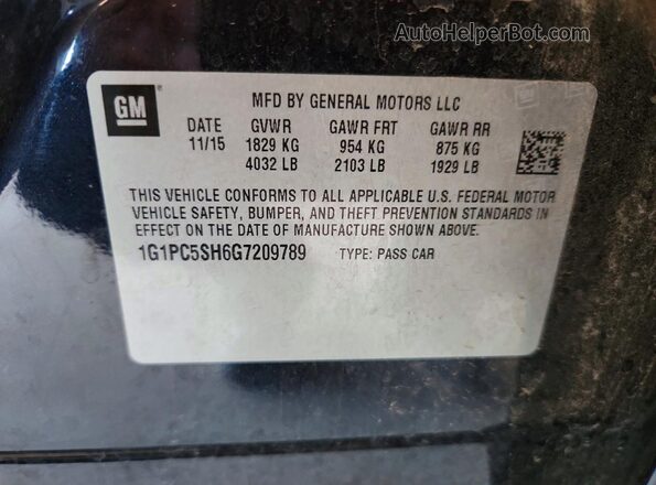 1G1PC5SH6G7209789 2016 CHEVROLET CRUZE Blue Շարժիչի բաժամունքի տեսք