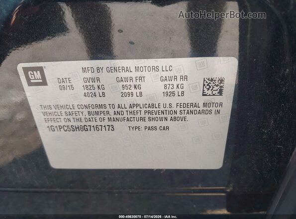 1G1PC5SH8G7167173 2016 CHEVROLET CRUZE Черный Вид подкапотного пространства