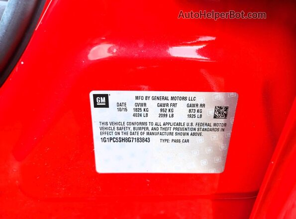 1G1PC5SH8G7183843 2016 CHEVROLET CRUZE Red Engine compartment view