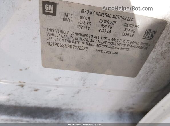 1G1PC5SH9G7172320 2016 CHEVROLET CRUZE Белый Вид подкапотного пространства