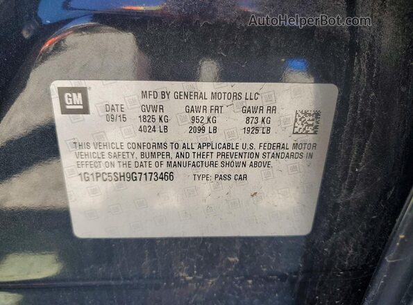 1G1PC5SH9G7173466 2016 CHEVROLET CRUZE Black Вид підкапотного простору