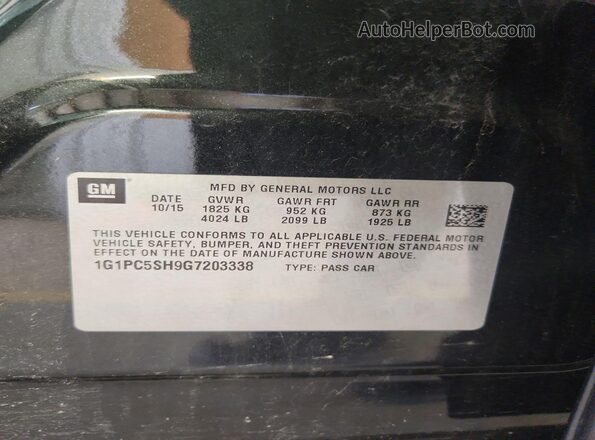 1G1PC5SH9G7203338 2016 CHEVROLET CRUZE Charcoal Вид підкапотного простору