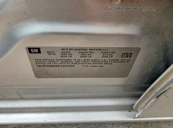 1G1PC5SHXG7201534 2016 CHEVROLET CRUZE Silver Շարժիչի բաժամունքի տեսք