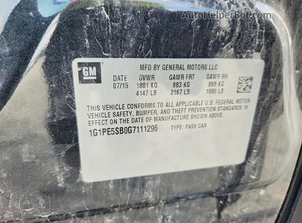 1G1PE5SB0G7111296 2016 CHEVROLET CRUZE Black Engine compartment view