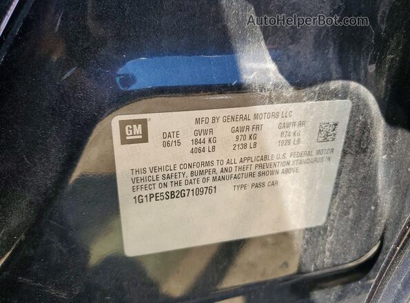 1G1PE5SB2G7109761 2016 CHEVROLET CRUZE Black Engine compartment view