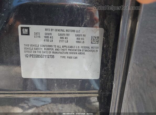 1G1PE5SB5G7112735 2016 CHEVROLET CRUZE Black Շարժիչի բաժամունքի տեսք