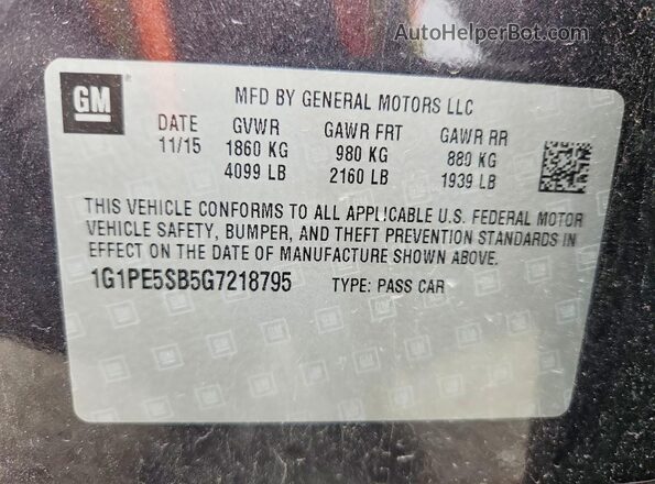 1G1PE5SB5G7218795 2016 CHEVROLET CRUZE Gray ძრავის განყოფილების ხედი