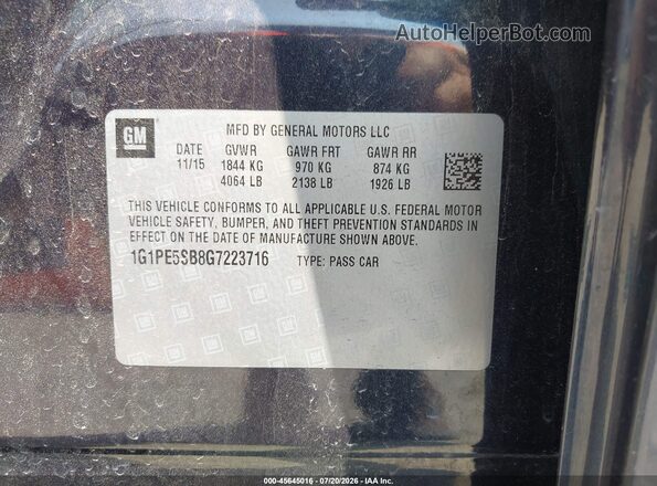 1G1PE5SB8G7223716 2016 CHEVROLET CRUZE Blue Շարժիչի բաժամունքի տեսք