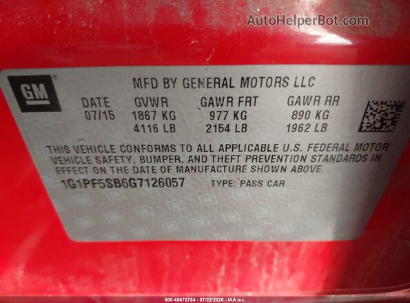 1G1PF5SB6G7126057 2016 CHEVROLET CRUZE Красный Вид подкапотного пространства
