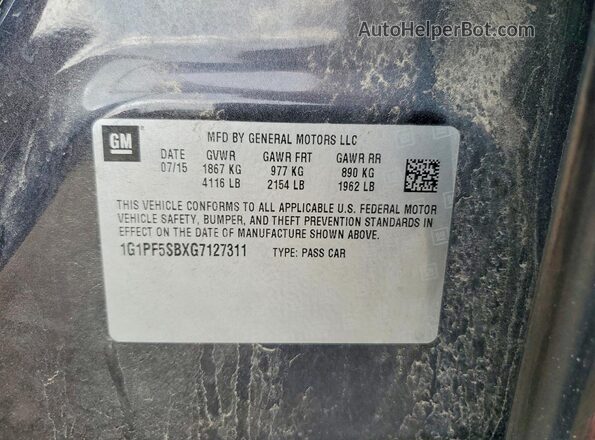 1G1PF5SBXG7127311 2016 CHEVROLET CRUZE Gray ძრავის განყოფილების ხედი