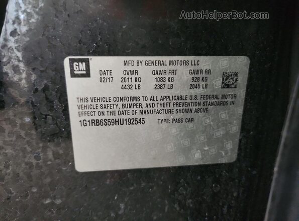 1G1RB6S59HU192545 2017 CHEVROLET VOLT Черный Вид подкапотного пространства
