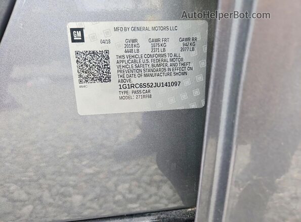 1G1RC6S52JU141097 2018 CHEVROLET VOLT Gray Շարժիչի բաժամունքի տեսք