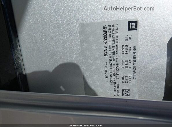 1G1RC6S59HU172437 2017 CHEVROLET VOLT Silver Widok komory silnika