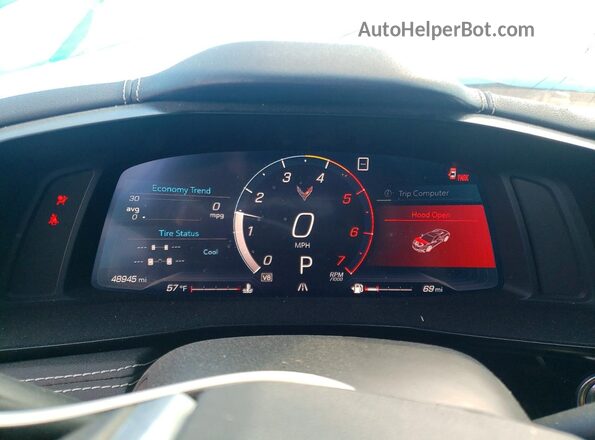 1G1Y72D49L5000490 2020 CHEVROLET CORVETTE White Вид щитка приладів