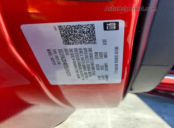 1G1YA2D40S5104270 2025 CHEVROLET CORVETTE Red Вид підкапотного простору